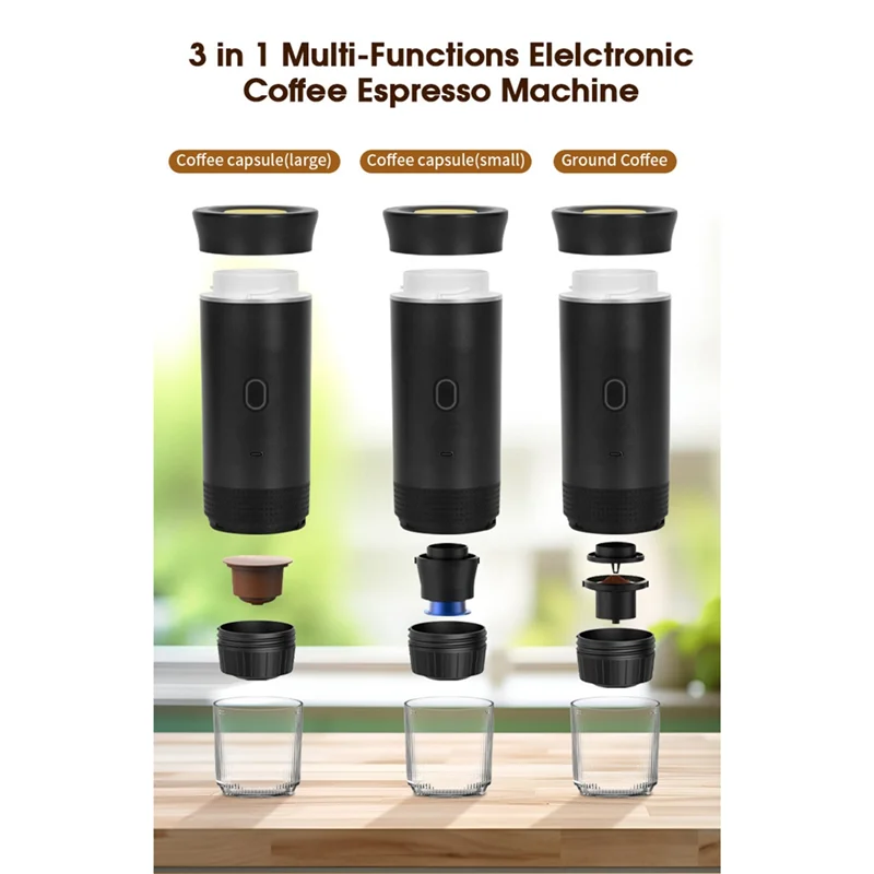 Máquina de café expresso elétrica portátil eficiente com bolsa de viagem mini cafeteira de viagem auto-aquecimento carro máquina de café expresso e