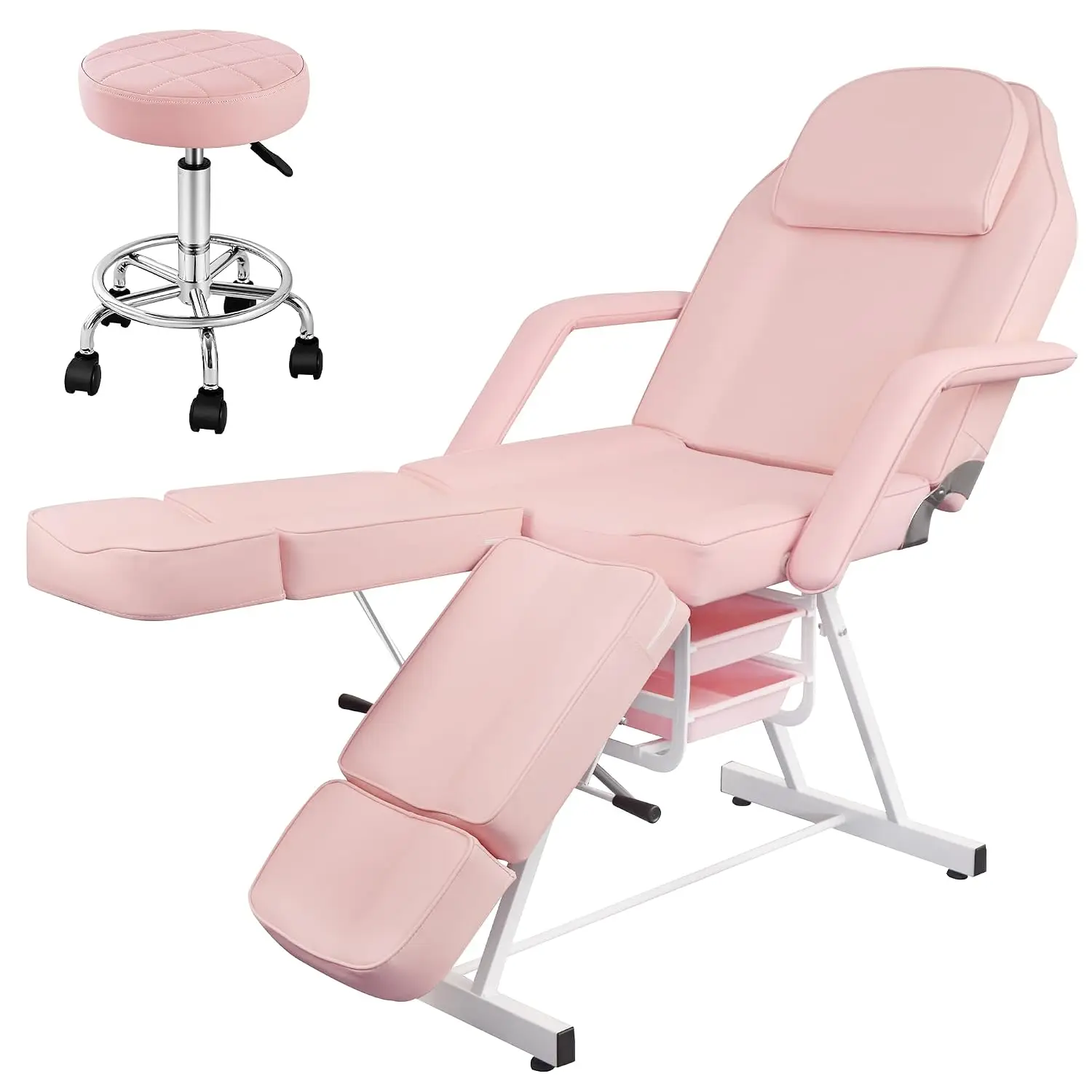 Pink Tattoo Artist Chair, Facial Bed for Client Split Leg Professional, Customized
