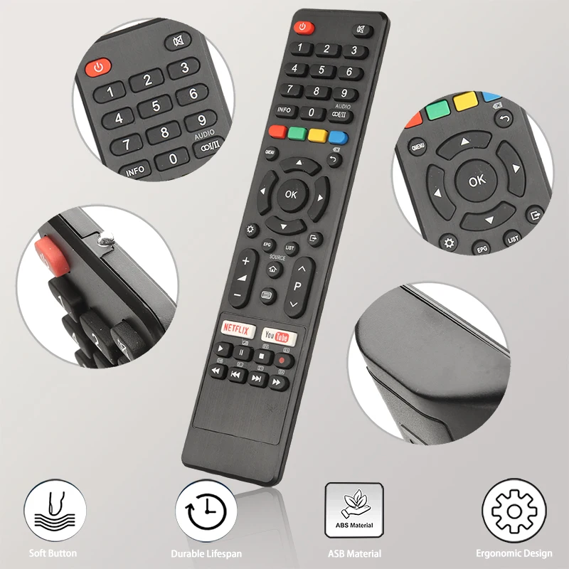 For GCBLTV9FA Saba-OK.TV-Remote-Control-Replacement With NETFLIX YouTube Buttons, For Saba OK.TV SA49K65NS SA55K65NS