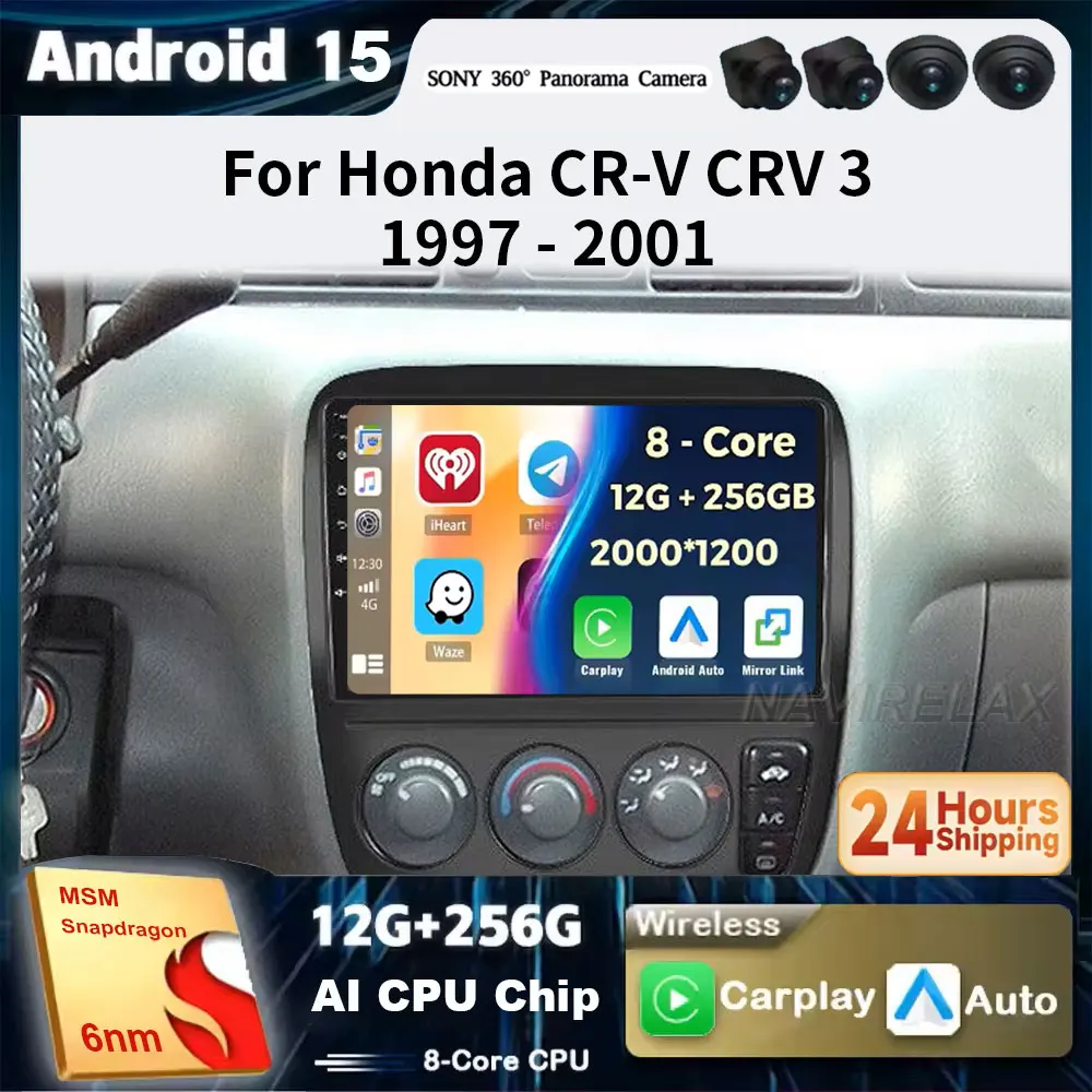 

Автомобильный радиоприемник Android 15 для Honda CRV CR-V 3 1995-2001 5G LTE, беспроводной Carplay, авто GPS, Viedo-плеер, авторадио, мультимедиа, DSP BT