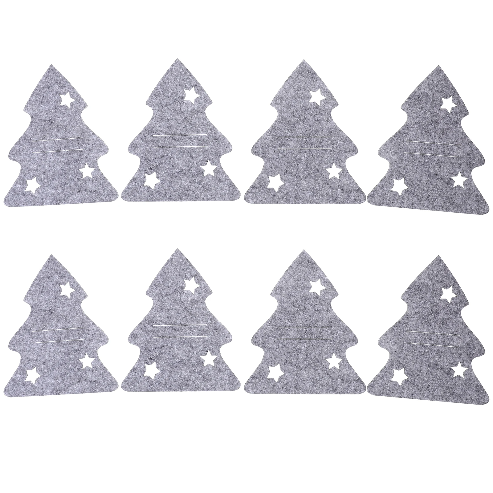 

8 Pcs Christmas Cutlery Suit Tree Bag Silverware Pouches Table Covers Grey Felt Cloth