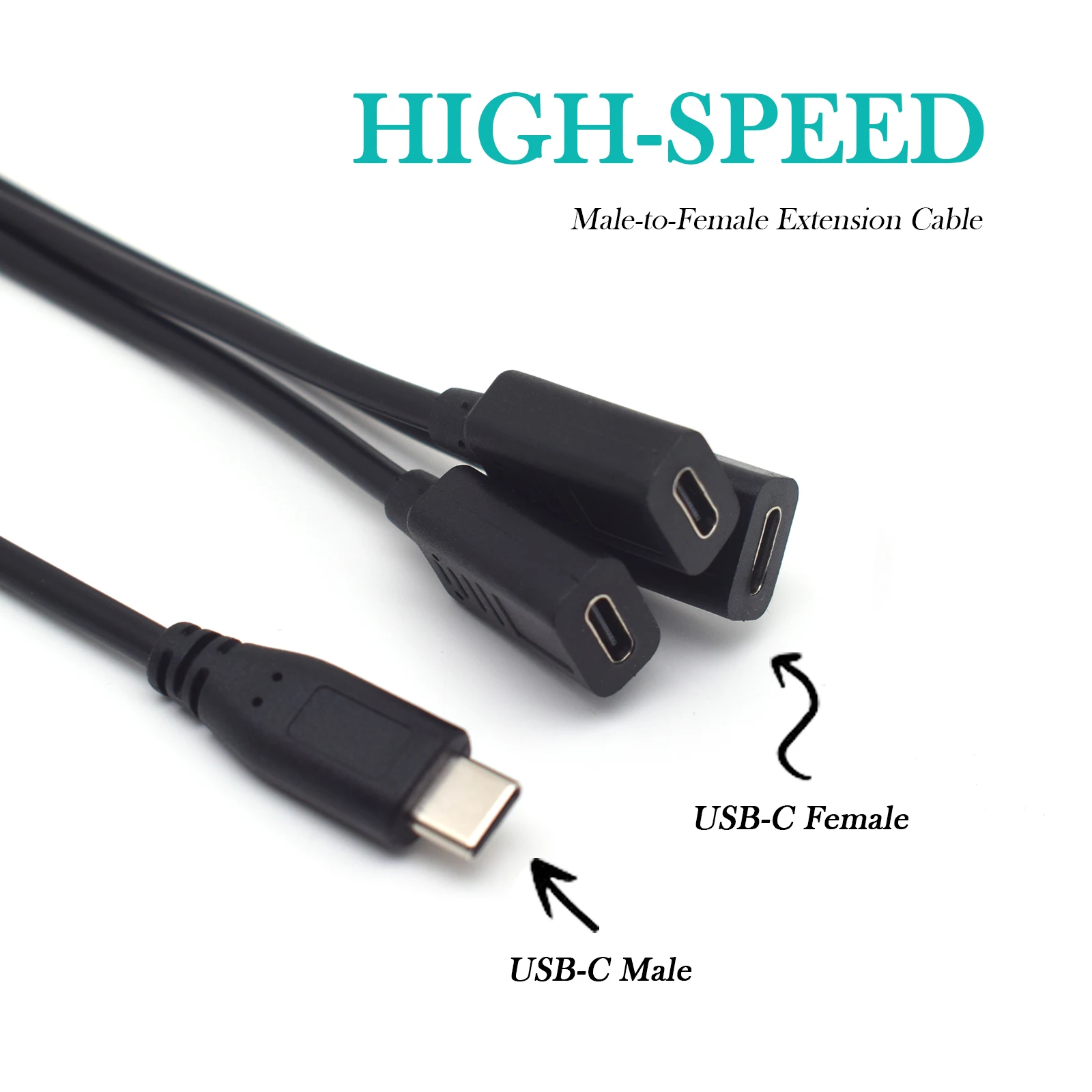 20cm USB-C Extension Cable Male to 3 Female Splitter, Fast Charging & Data Sync OTG Cord, lot