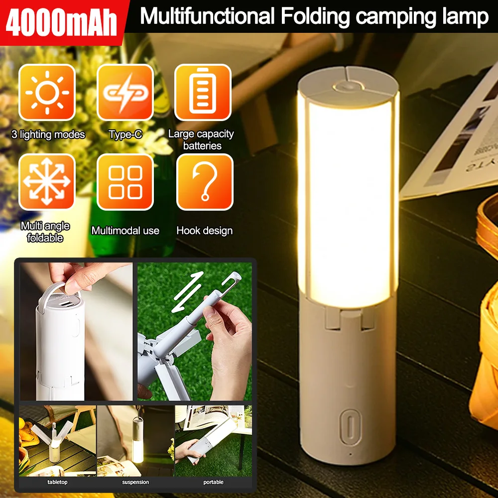 

1PC Folding Outdoor Camping Portable Rechargeable High Capacity Lighting Student Dormitory Hanging Tent Hanging Light Lantern