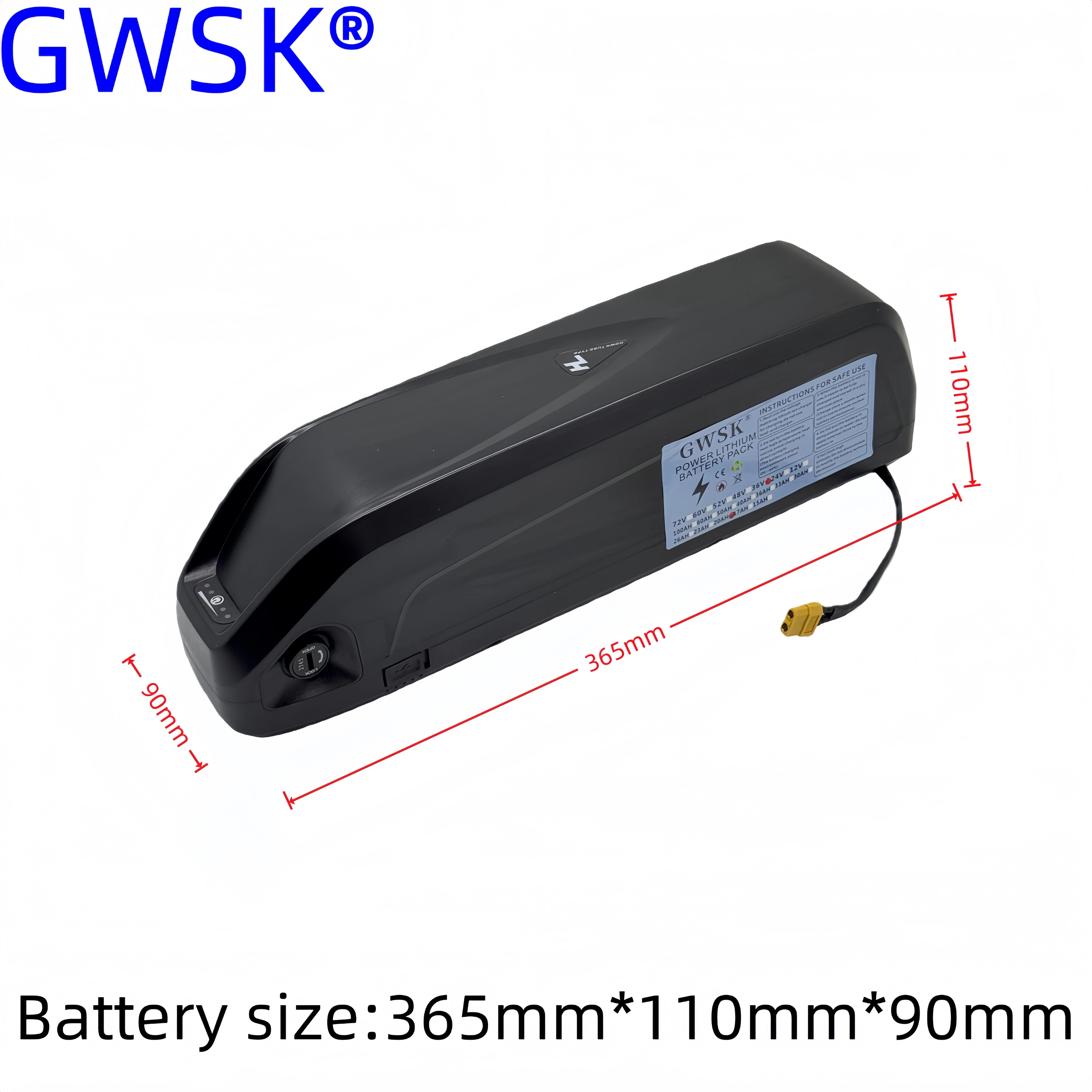 48V17AH Hailong 18650 lithium-ionbatterij, ontlading 5-pins, ingebouwd BMS-systeem + oplader toepassing 2000W