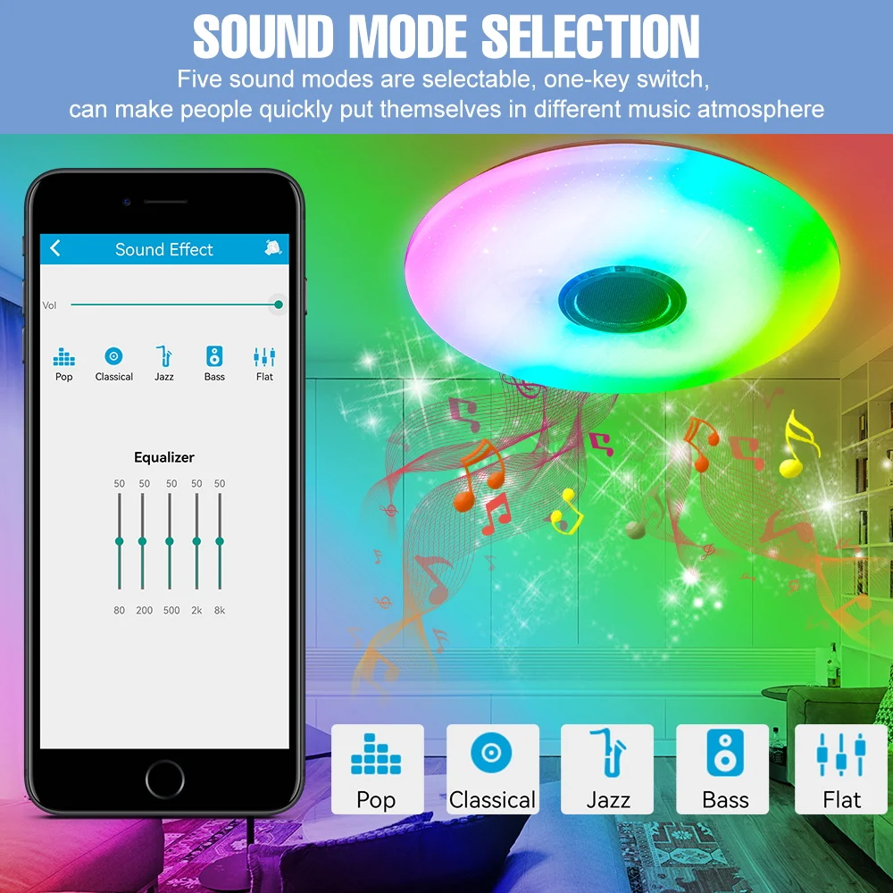 Imagem -05 - Inteligente Rgb Luz de Teto Led Lustre Quarto Noite Lâmpadas Cor em Mudança Luz App Controle Led Recessed Spotlight Música Lâmpada