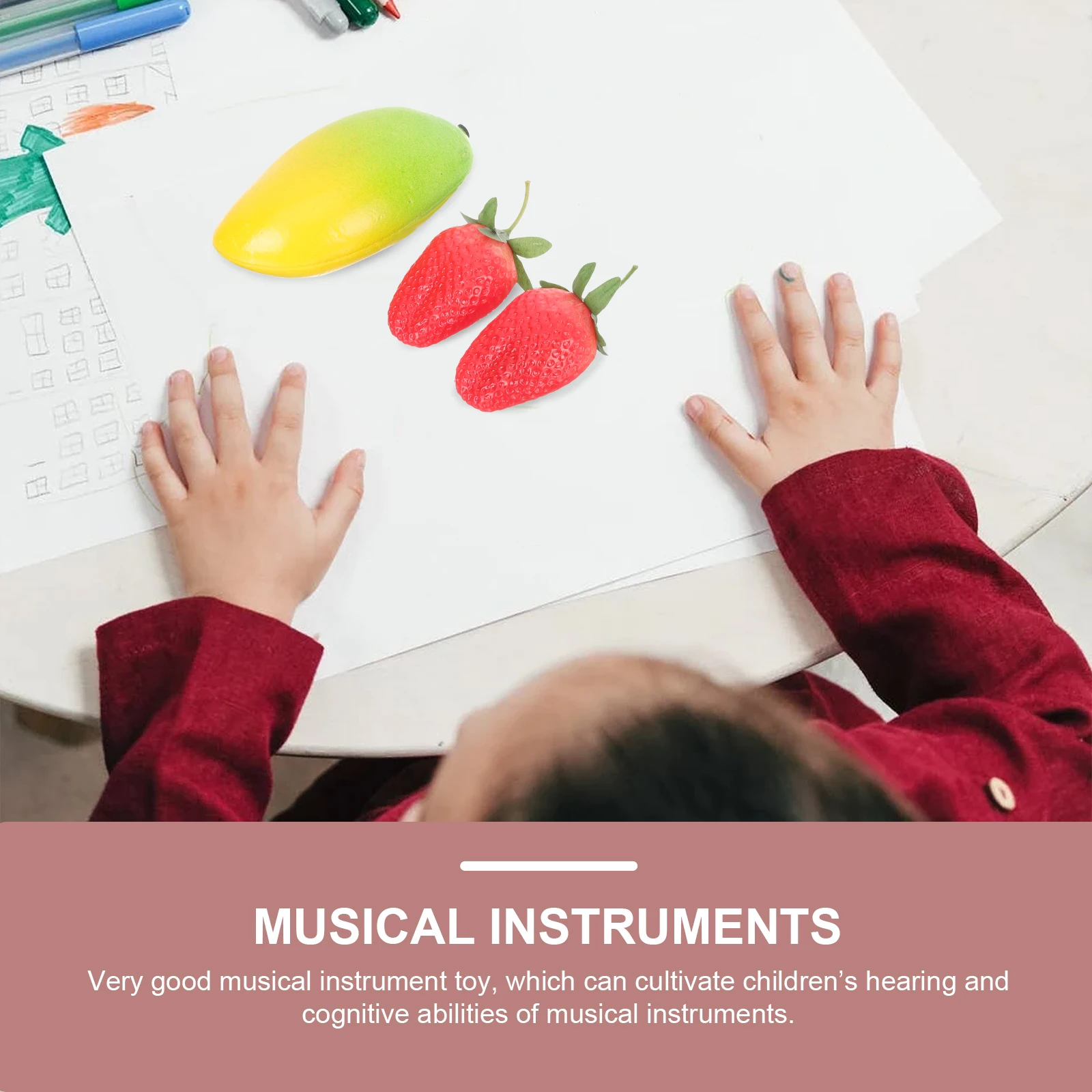

3pcs ABS Plastic Lightweight Kids Musical Instruments for Early Musical Fruit Percussion Instrument Fruits Education