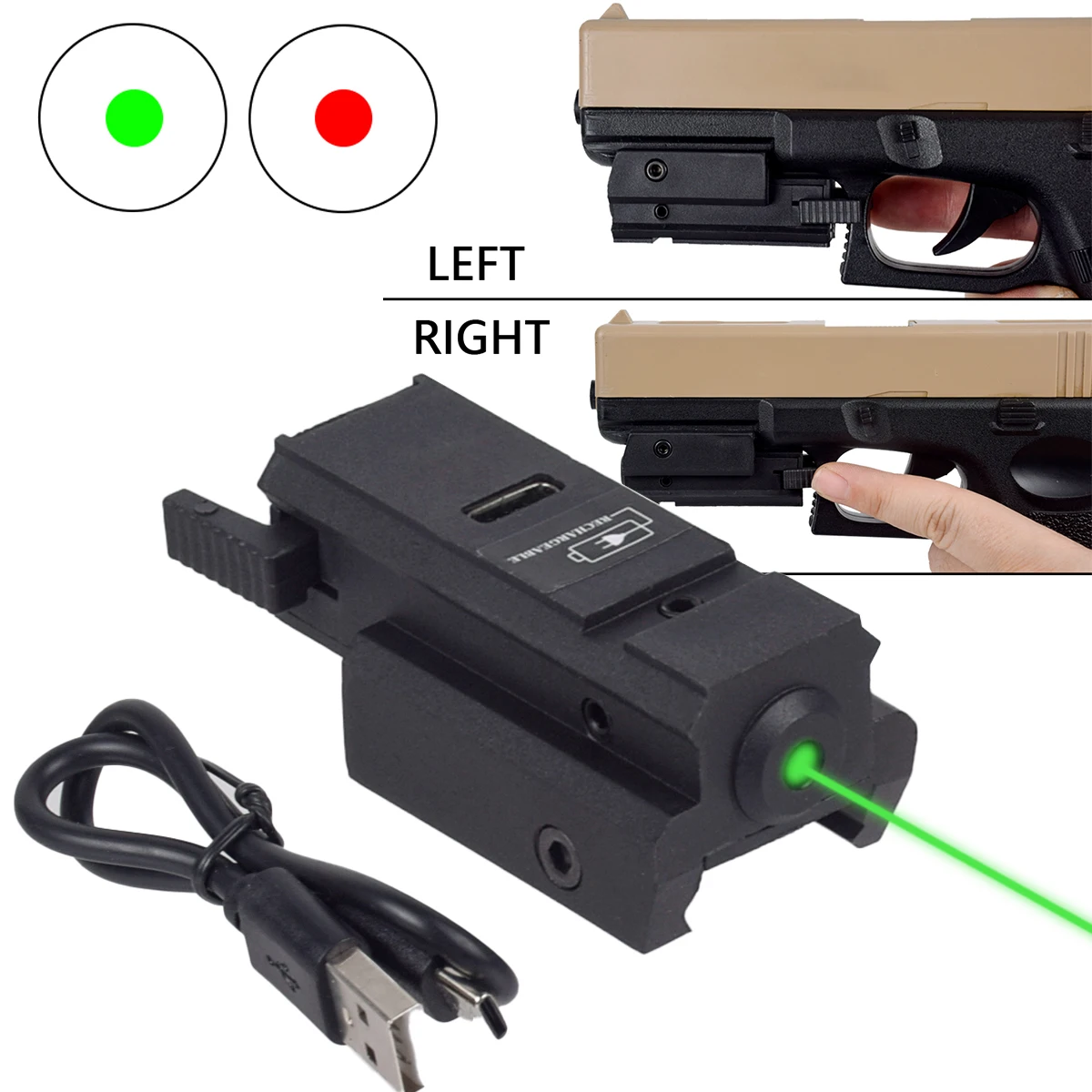11MM 20MM Szyna Mini Taktyczny Laser Czerwony Zielony z Ładowaniem USB Regulowany Wskaźnik Kolimator Pistolet Karabin Airsoft 200 Metrów