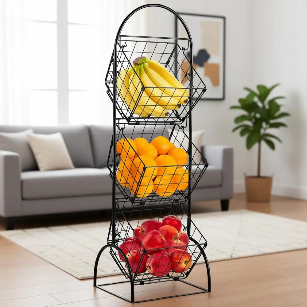 

3-Tier Storage Basket for Fruits, Vegetables, Toiletries, and Household Essentials