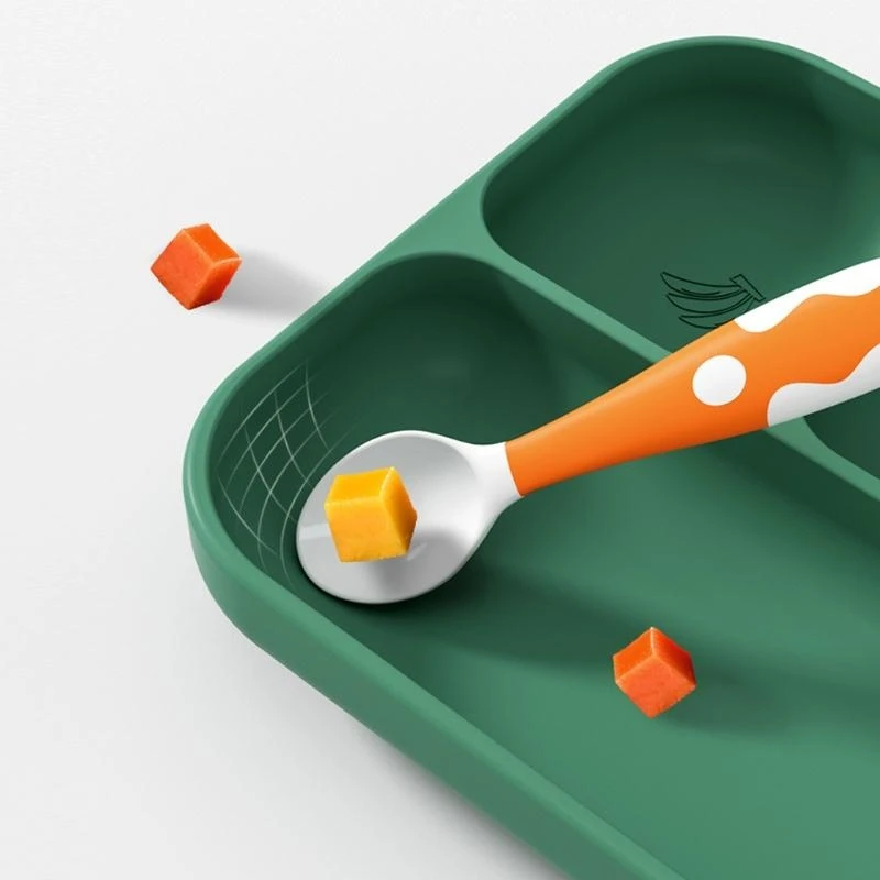 

J15U Детская посуда, детская силиконовая тарелка, детская однотонная тарелка, пищевая детская посуда, ретро миска для малышей, 4