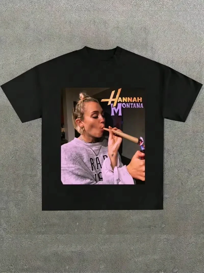 Camiseta De Mujer Hugh Hannah Montana Camiseta Estampada Moda Popular Blusa Suelta