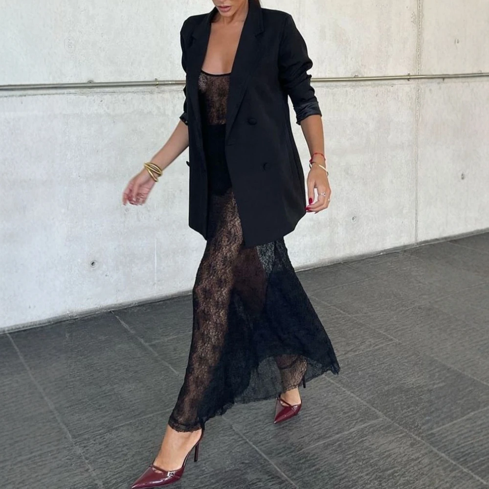 ชุดเดรสแม็กซี่แขนกุดสำหรับผู้หญิง ฤดูใบไม้ร่วง ทรงยาวเข้ารูป ระบายอากาศได้ดี คอเหลี่ยม สายเดี่ยว เหมาะสำหรับใส่ในชีวิตประจำวันและวันหยุด ผ้าบางเบา