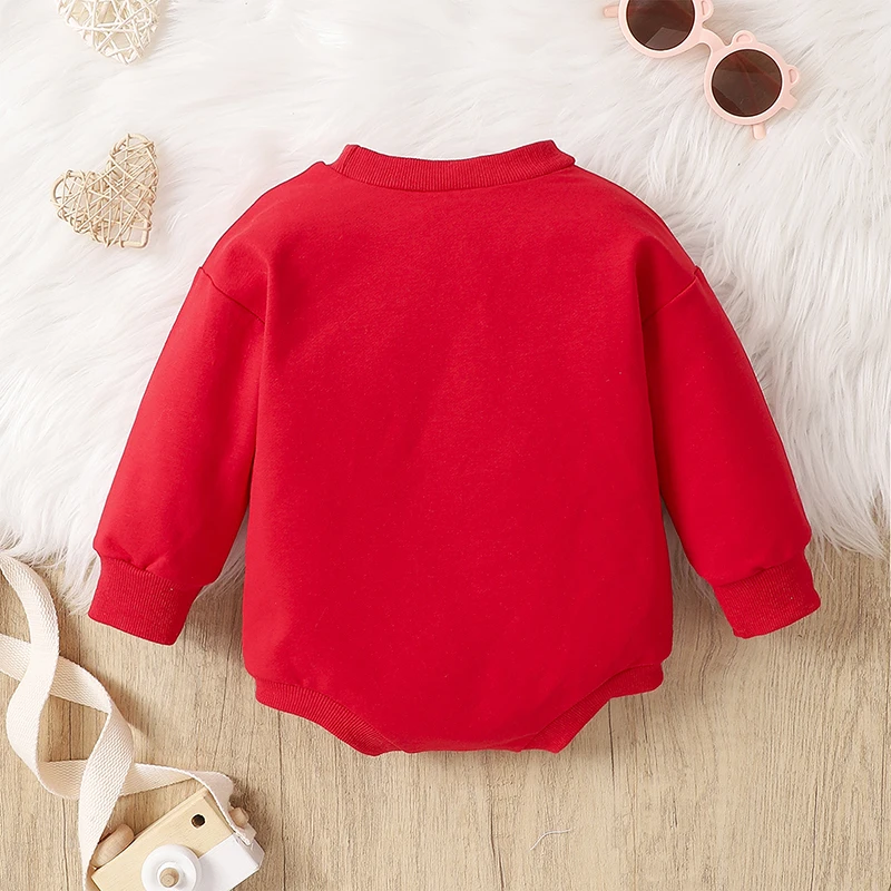 

Newborn Baby Girls Boy Oversized Sweatshirt Romper Infant Long Sleeve Sweater Valentines Day Outfit Clothes