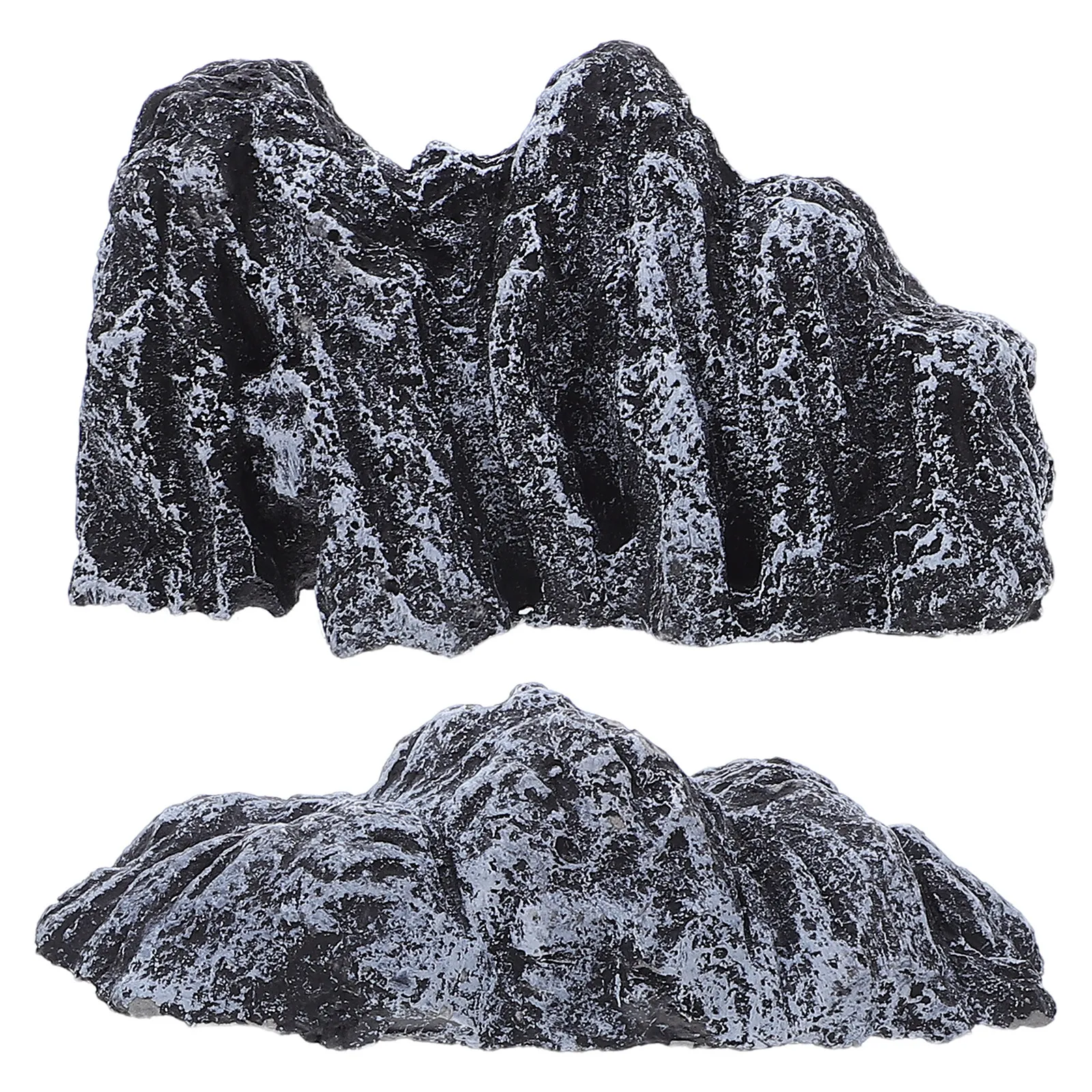 2Pcs Miniature Resin Rockery Micro Landscape Sculpture Artificial Mountain Rockery Decoration Small Desktop Ornament for Indoor