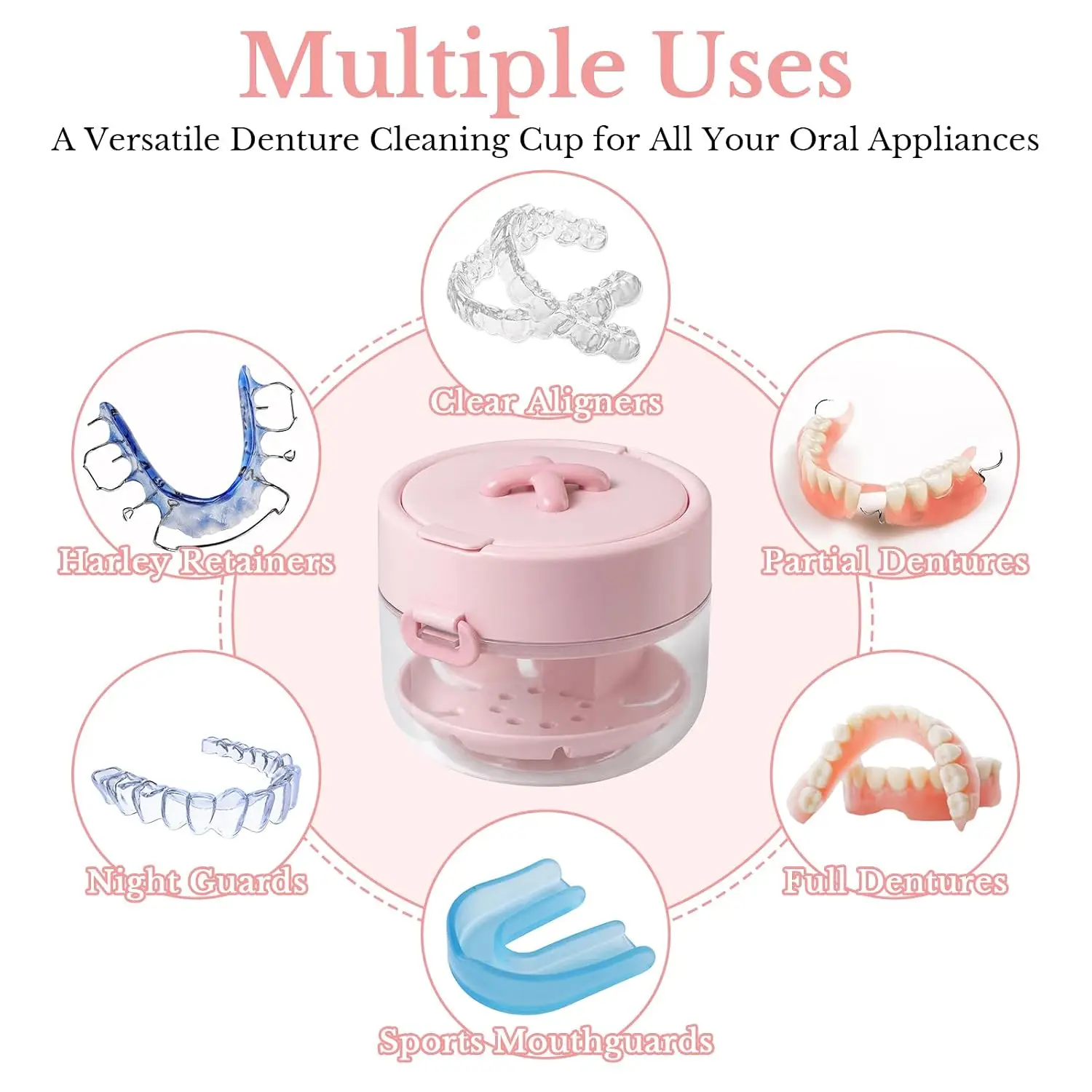 Retainer Mouth Guard Soak Container Box Denture Bath Case Leak Proof Travel Cleaning Storage Holder for Aligners Dental