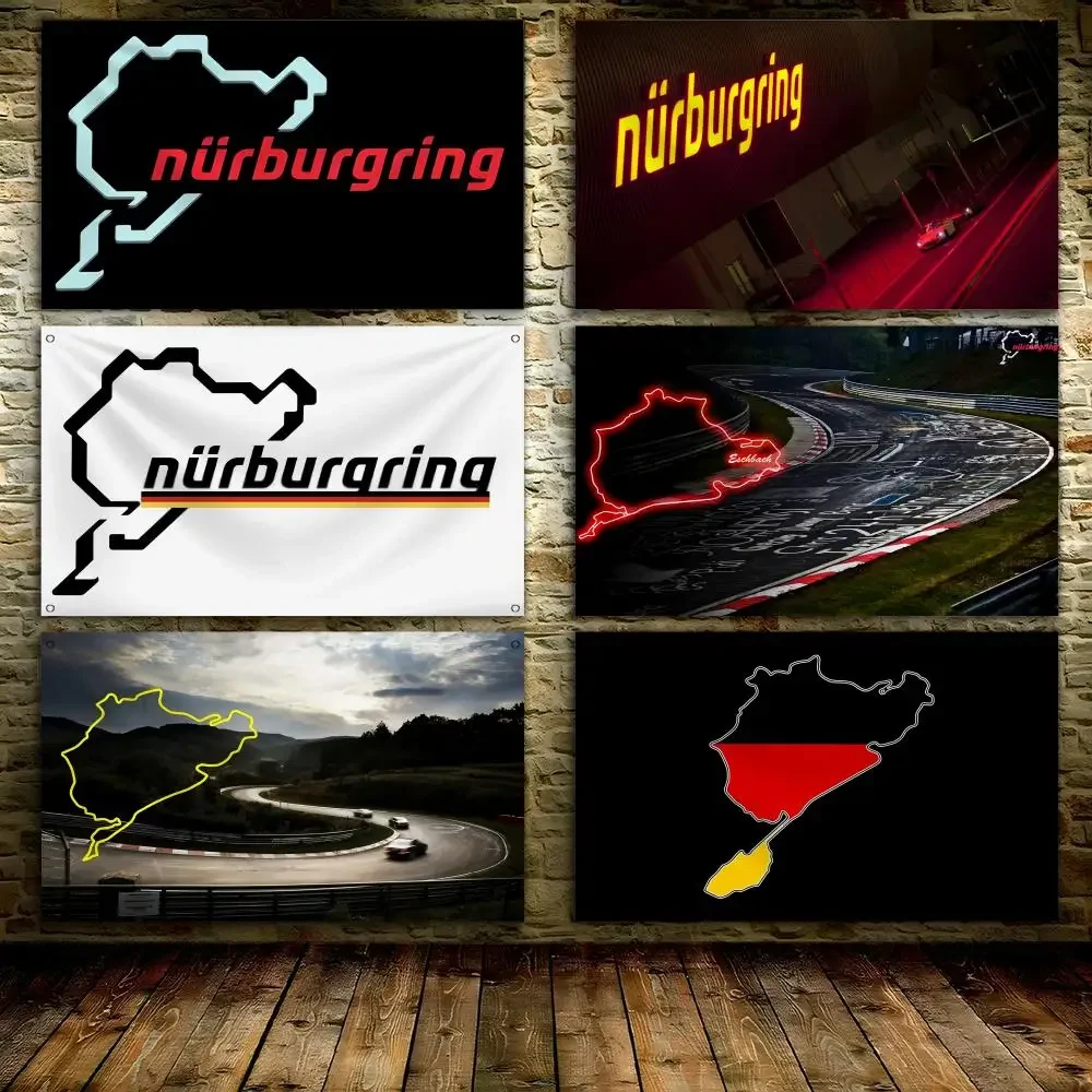 Nurburgrings Racing car Flags 3x5 Ft custom Banner for Garage Door room decor Wall Out Decoration With Metal buckle