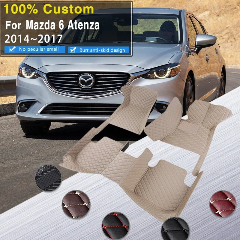 

Полные автомобильные коврики RHD для Mazda 6 Atenza GJ1 GL MK3 2014 ~ 2017, кожаные роскошные коврики, полный комплект деталей салона автомобиля A