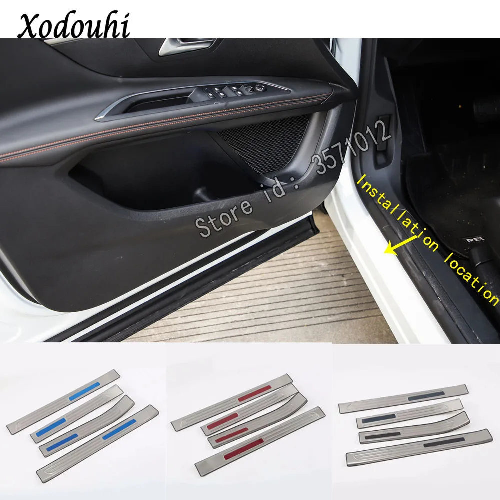 For Peugeot 3008 GT 3008GT 2016 2017 2018 2019 2020 Car Stainless Steel Pedal Door Sill Scuff Plate Exterior Built Threshold