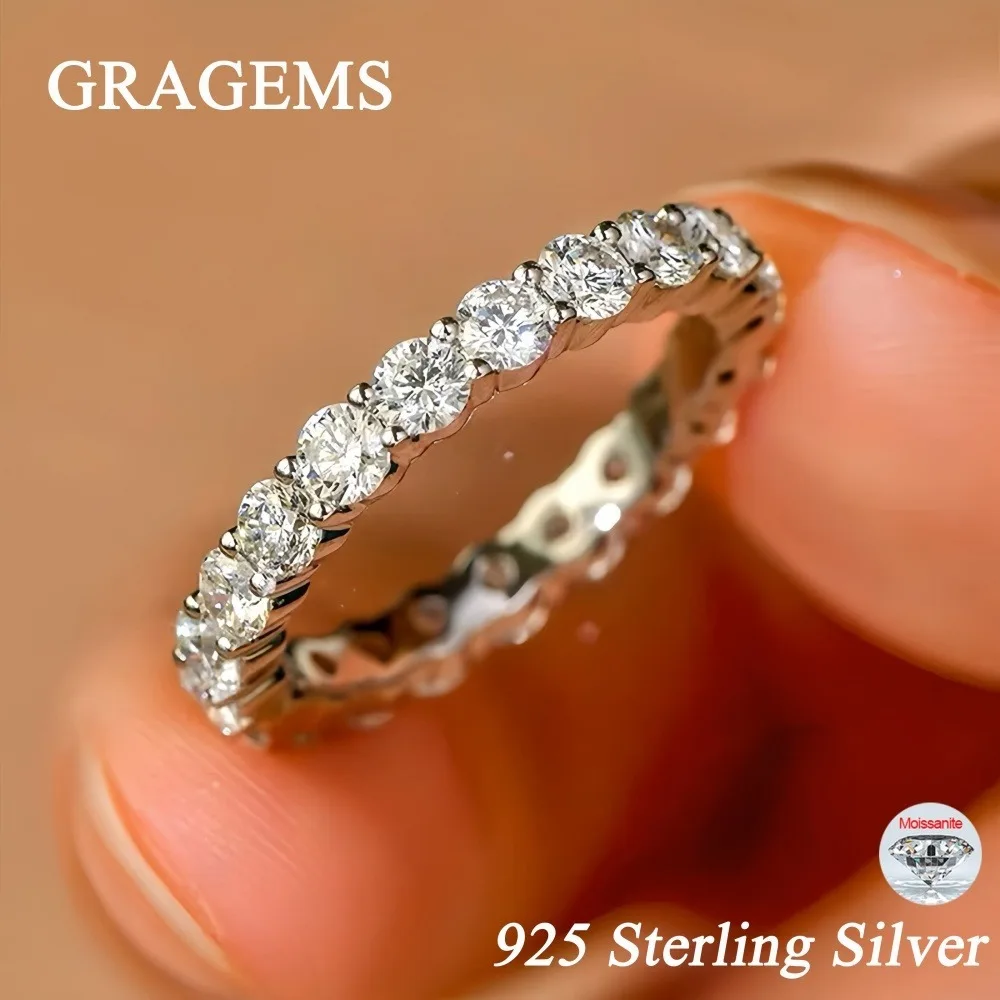 Real 3/5mm Moissanite Row Rings 925 Sterling Silver For Women Pt950 Plated No Fade Finger Ring Party Wedding Diamond Jewelry GRA