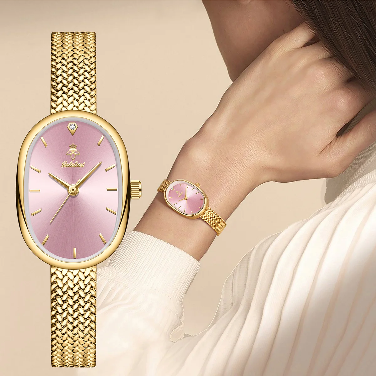ساعة كوارتز بحزام منسوج كلاسيكي للسيدات من YaLaLuSi تأتي مع صندوق هدايا وضبط حزام هدية مثالية للسيدات والزوجة والأم
