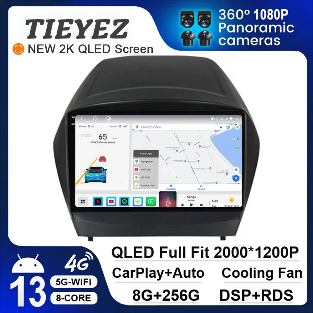 

9" Android 13 Car Intelligent System Video For Hyundai Tucson 2 LM IX35 2009 - 2015 Carplay Navigation GPS QLED 8GB+256GB No DVD