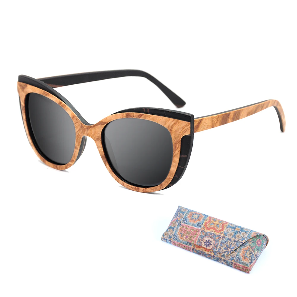 

Vintage Wood Sunglasses for Men Women Fashion Cat Eye Luxury Designer Sun Glasses Polarized UV400 Shade High Quality with Case