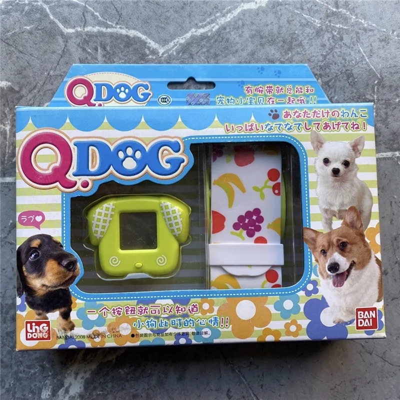 Bandai lingdong q cão tamagotchi relógio com banda eletrônico pet máquina jogo engraçado nostálgico brinquedo virtual para crianças presente de natal