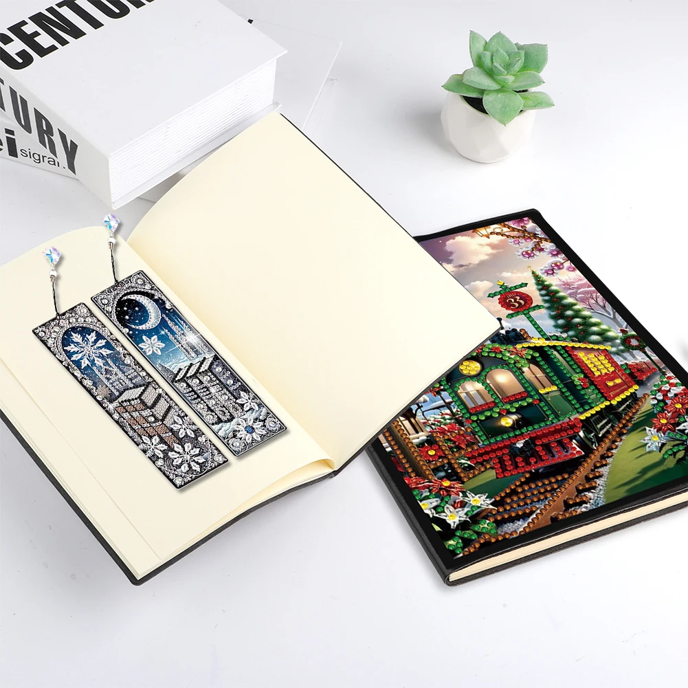 

Decorative Diamond Art Diary Notebook with Partial Diamonds and 4 Bookmarks Inspired by Wireless Headphones LED Strip Lights and Smart Watches