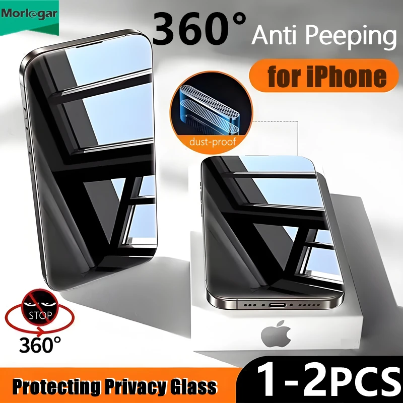 

1-2PCS 360° Protecting Privacy Tempered Glass Anti-Spy Screen Protectors for iPhone 15 14 13 12 11 Pro Max Plus X XR XS Glass