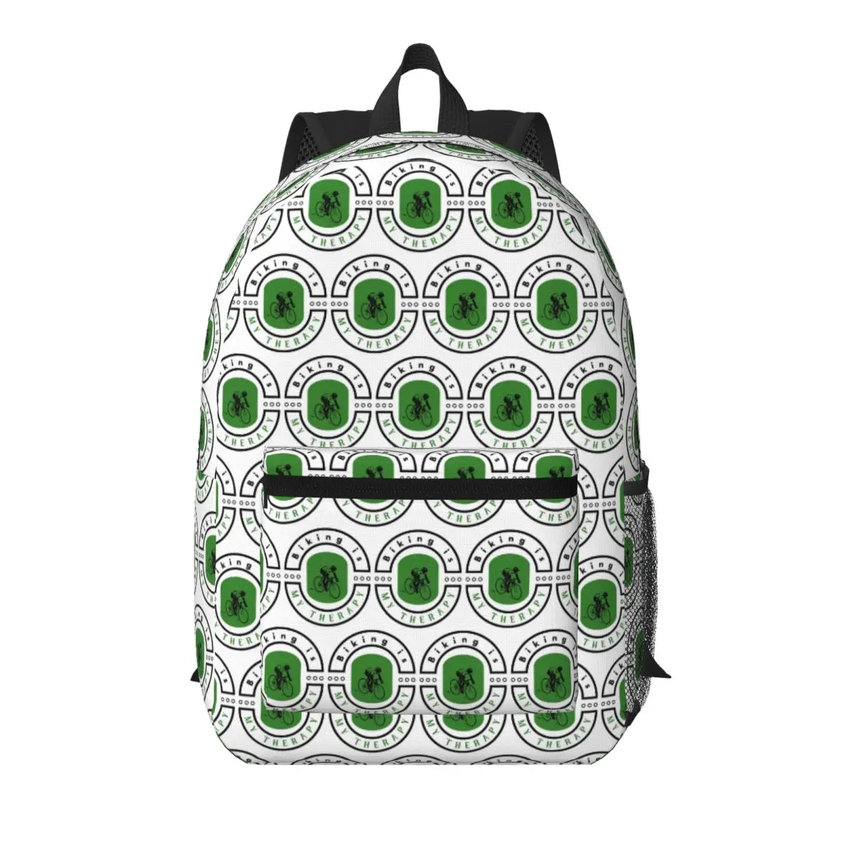 

Biking Is My Therapy Motivational Student Backpack School Bag Hiking Travel Daypack for Boys Girls Bookbag Shoulder Bags