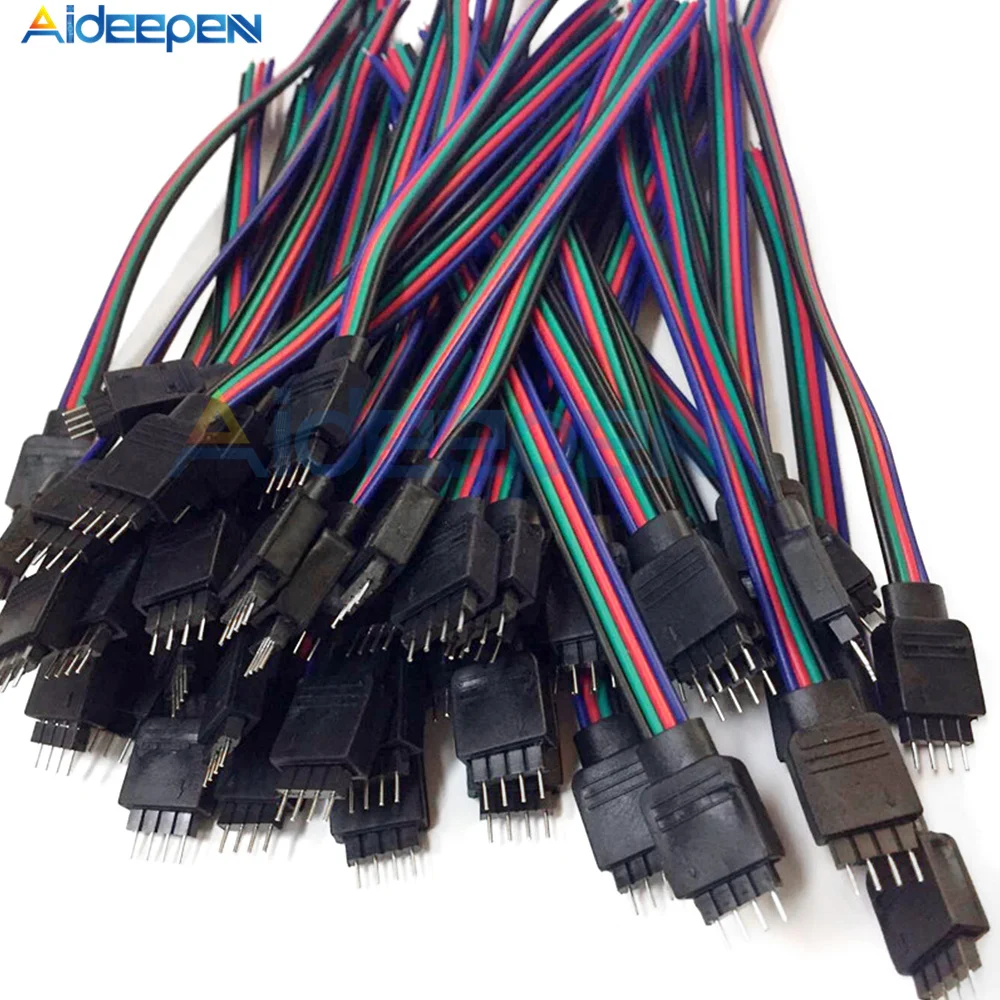 4pin 10cm LED RGB Strip Light Connector Male Female Plug Socket Connecting Cable Wire For 5050 RGB RGBW Led Strip Light