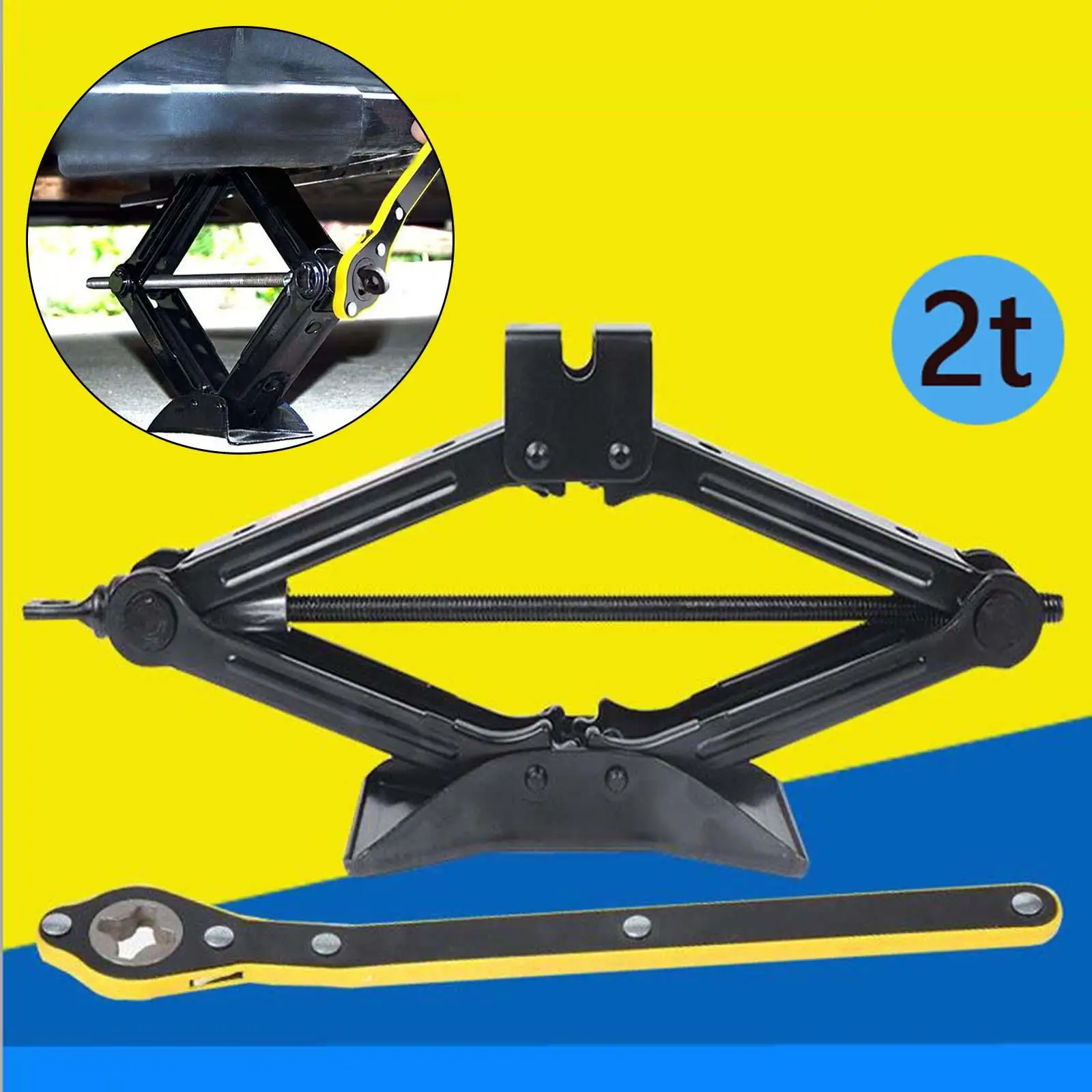 Automotive Car Scissor Jack 2 Tons Foldable Universal Accessories Thickened Steel Material Horizontal Type Effort Saving Durable