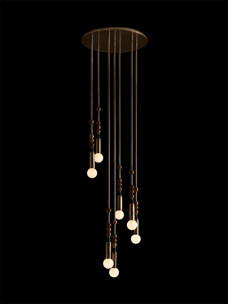 

American Retro Design Luxury Top Agate Marble Copper Chandeliers Elegant Home-applicant LED Hanging lights for Villa Decor