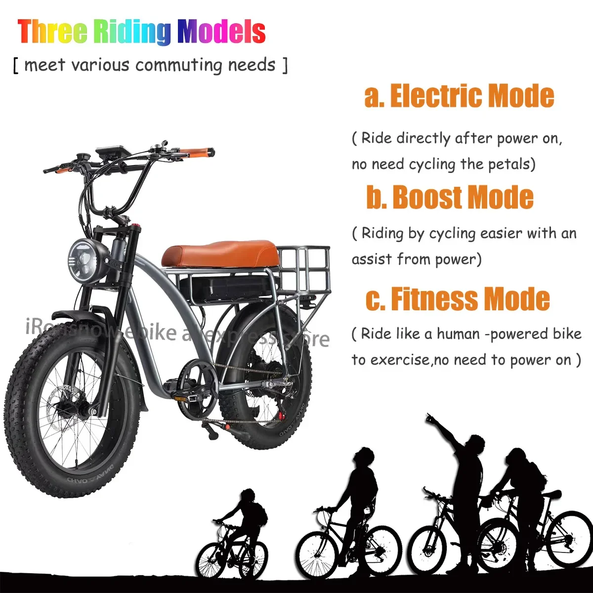 Cargo Mountain Electric Bicycle Off-Road Ebike 48V18AH 2000W High Speed Motor 20Inch Fat Tire Electric Bike City Road Communing