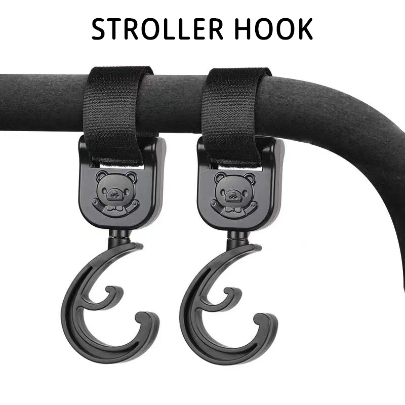 vvocci 1Pair Baby Pram Hooks Rotate Storage Bag Hooks 360 Degree Stroller Carriage Universal Hanger Stroller Accessories
