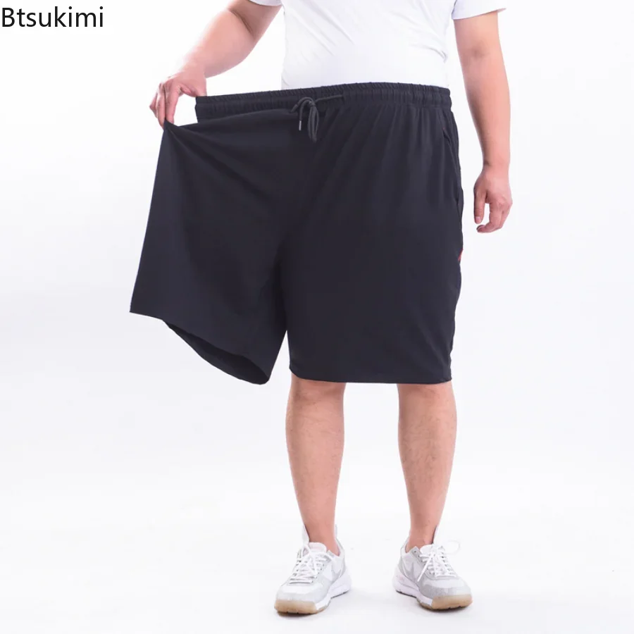 Pantalones cortos informales de verano 2024 para hombres gordos, pantalones cortos deportivos suaves transpirables, pantalones cortos de playa de gran tamaño para hombre, ropa de calle, pantalones cortos 9XL 10XL