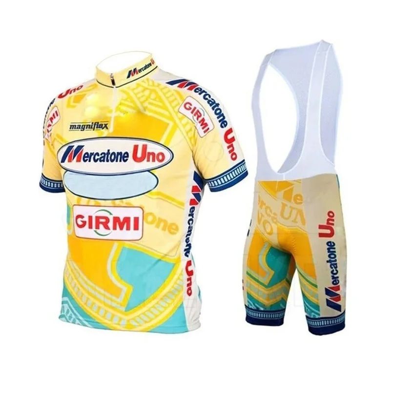 Mercatone Uno TEAM Retro Classic Cycling Jerseys Set Racing Bicycle Summer Short Sleeve Clothing Kit Maillot Ropa Ciclismo