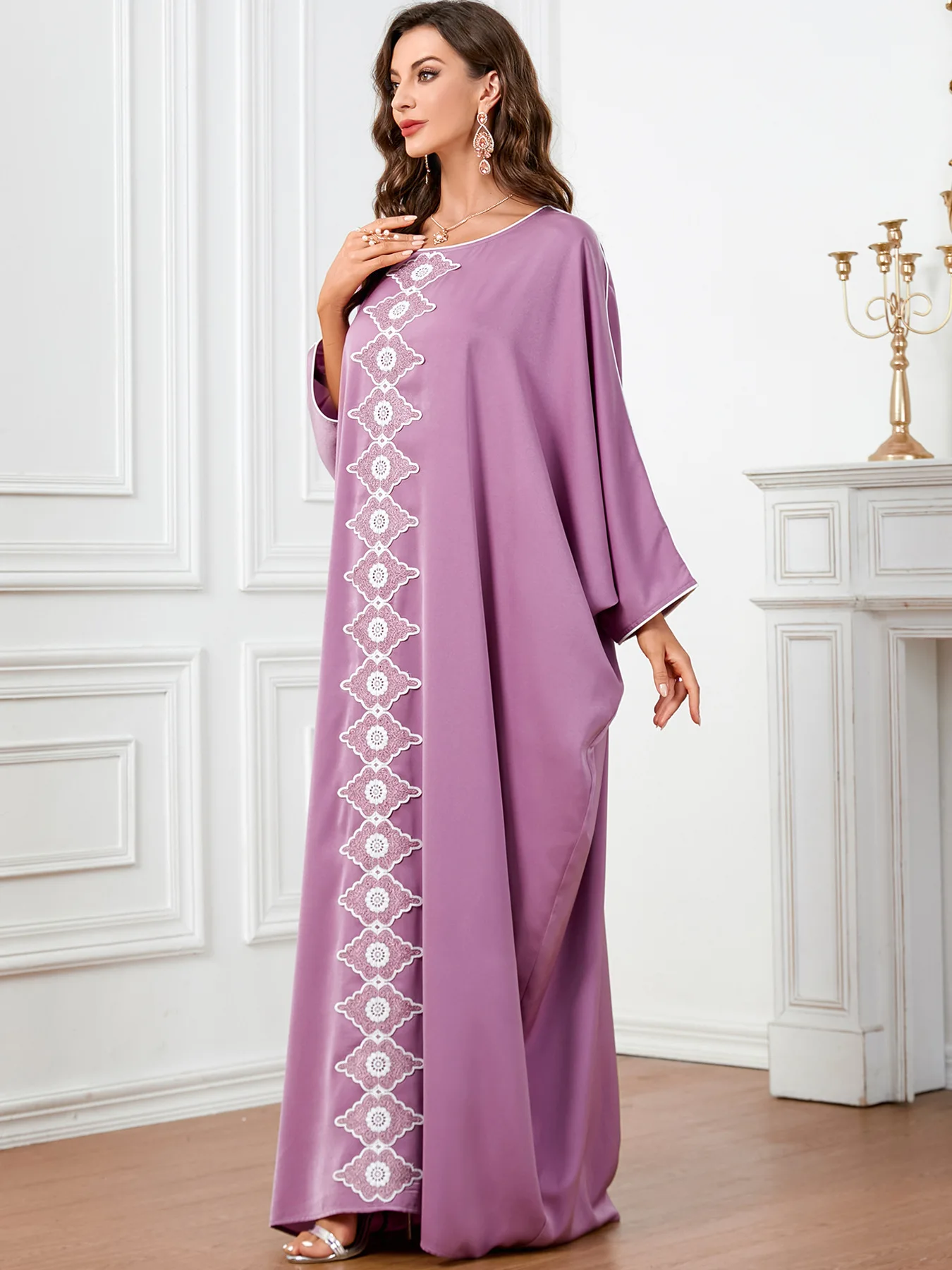 Eid Arab Muslim Party Dress for Women Abaya Alabiya Long Dresses Bat Sleeve Jafrican Kaftan Vestidos Dubai Ramadan Gown Robe