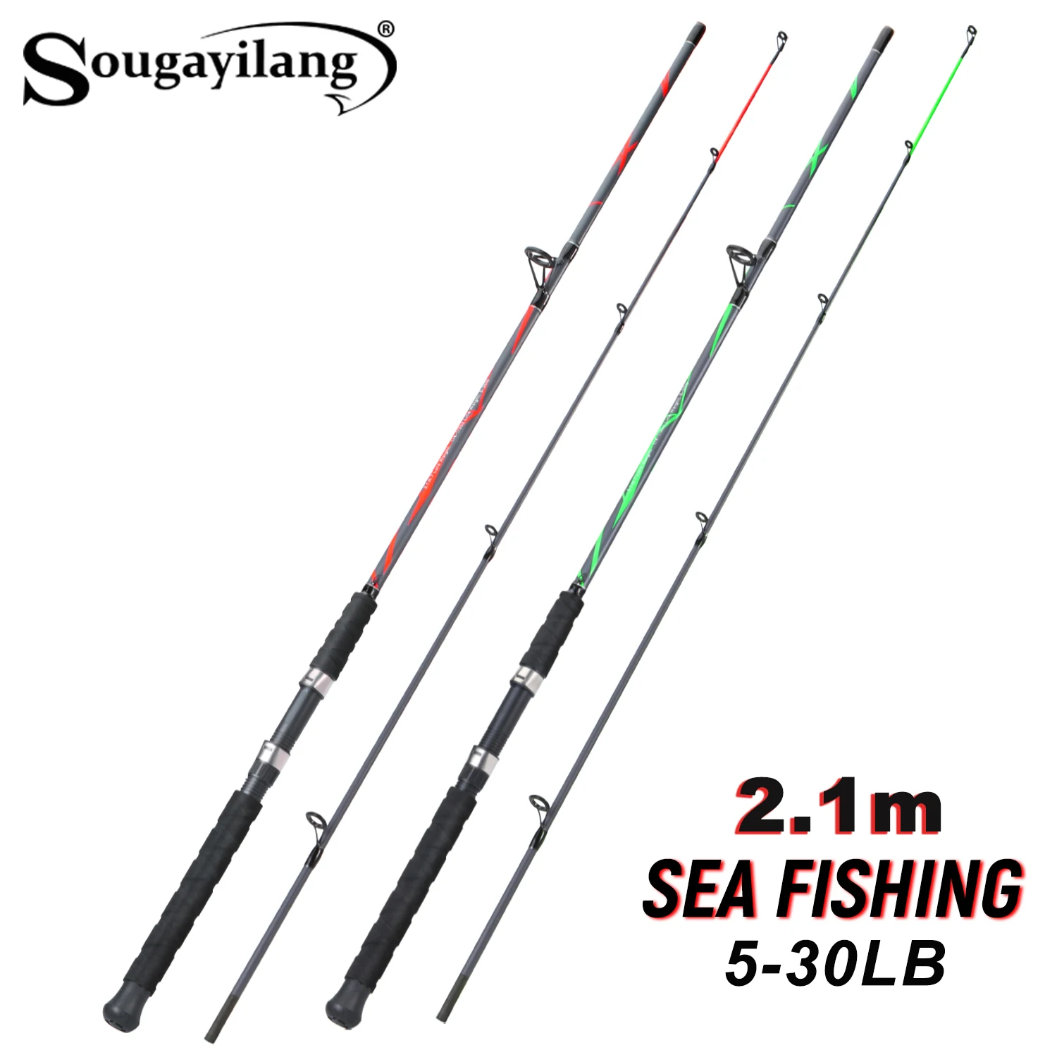 Caña de pesca mar Sougayilang – Carbono resistente a la corrosión 30LB