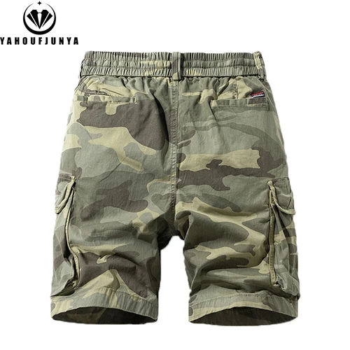 Imagen 2 del producto Nuevos pantalones cortos cómodos de camuflaje para ocio al aire libre de verano para hombre, pantalones cortos holgados rectos con cintura elástica de diseño de alta calidad para hombre