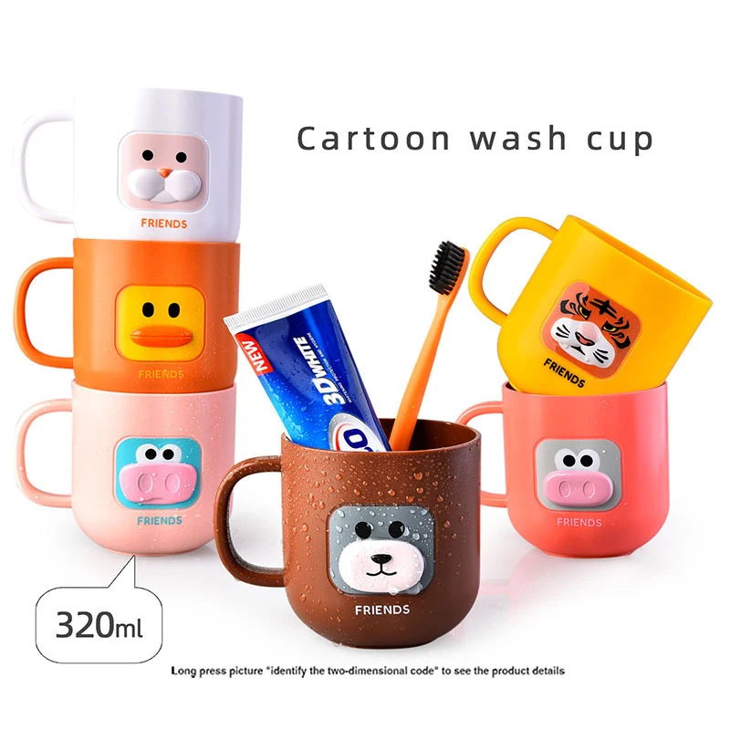 Creative Kid Toothbrush Cup Round Cartoon Animal Wash Cup Lovers Gargle Cup Children Water Cup Multipurpose Parent-child Cup