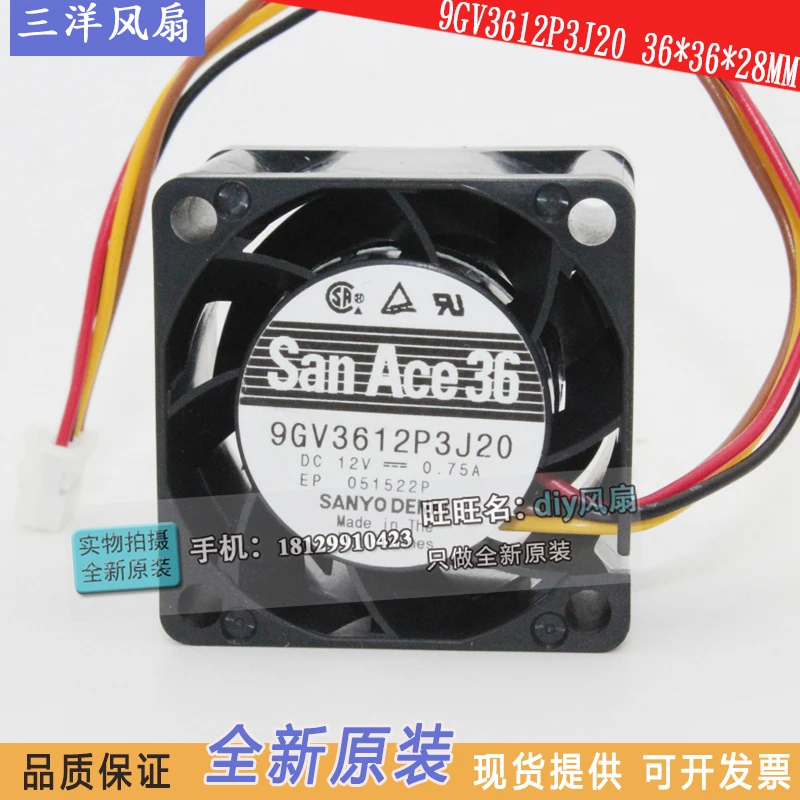 ใหม่ SANYO DENKI SAN ACE 9GV3612P3J20 3628 12V 0.75A 3.6 ซม.พัดลมระบายความร้อน