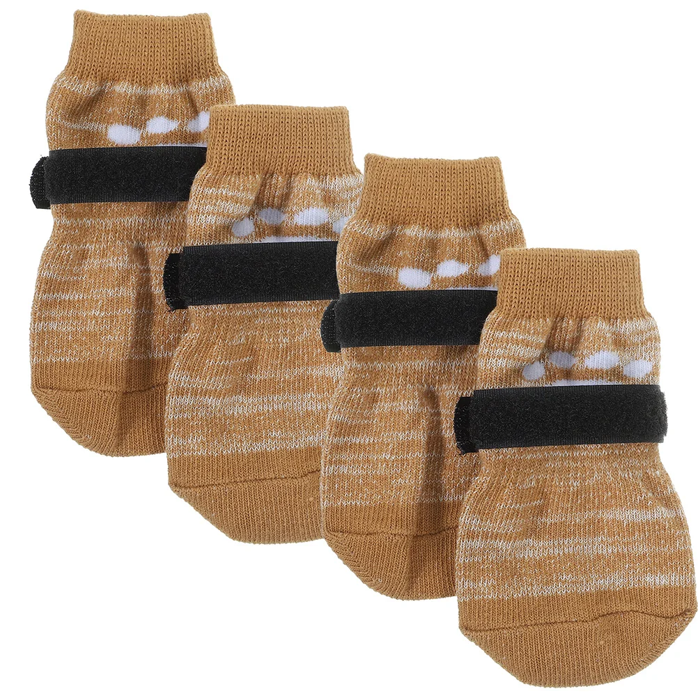 

4Pcs Anti-Slip Dog Paw Protectors Comfortable Breathable Cotton Socks Warm Wear-Resistant Portable Puppy Accessories