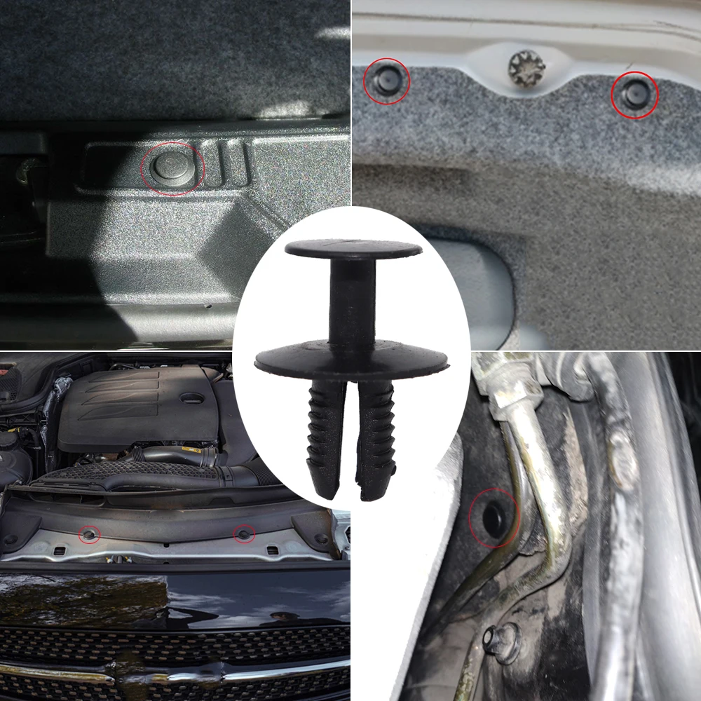 10Pcs For Benz W201 W204 C209 W211 X204 W140 R230 Boot Wheel Arch Lining Panel Clip Side Skirt Engine Undertray Carpet Rivet