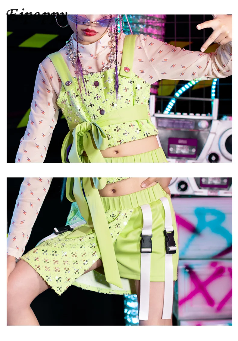 بدلة رقص الجاز للأطفال ، رائع ، أطفال وسيمون ، ملابس عصرية هيب هوب ، ملابس عصرية للفتيات