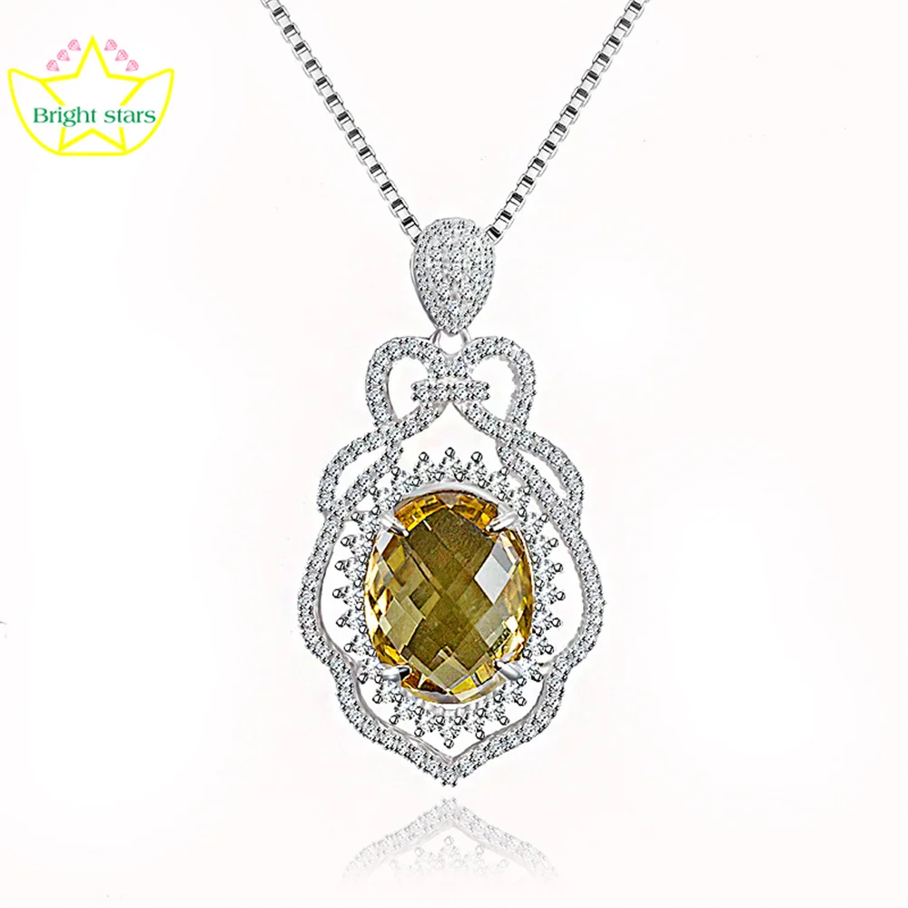 

Bright Stars s925 silver inlaid topaz pendant Light luxury high-end gift women fashion necklace