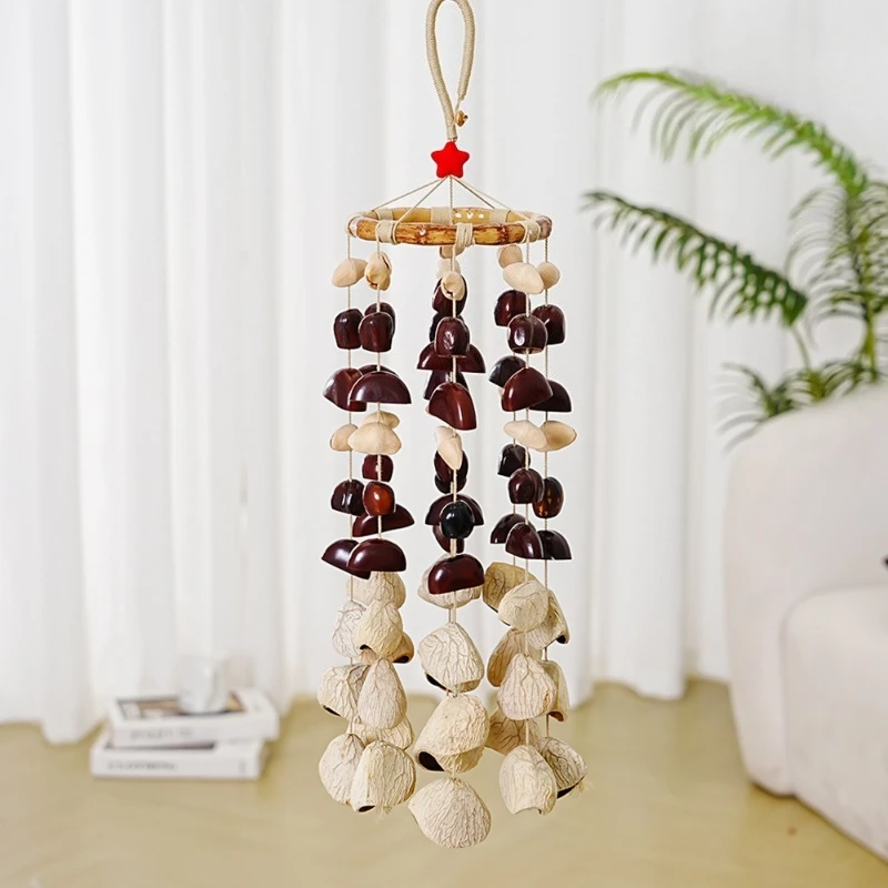 Carillon éolien artisanal en coquilles de fruits, Diapason de guérison sonore, Cloches de méditation, Instruments de musique portables pour la pleine conscience