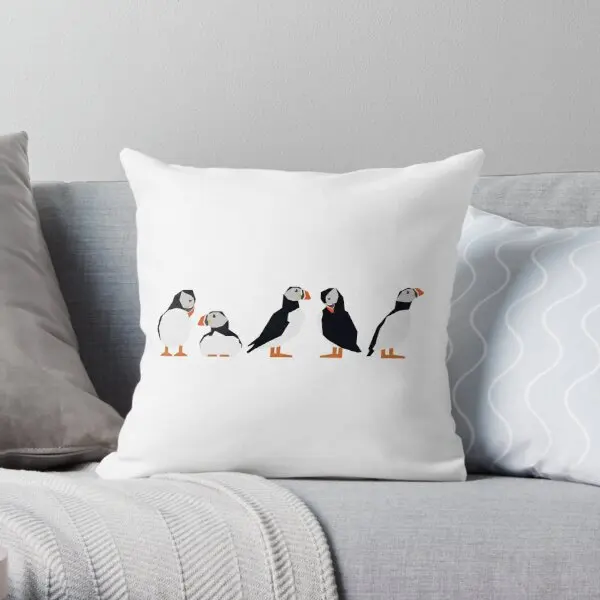 

Graphic Nature Puffins Printing Throw Pillow Cover Decor Waist Bed Square Office Sofa Anime Case Pillows not include One Side