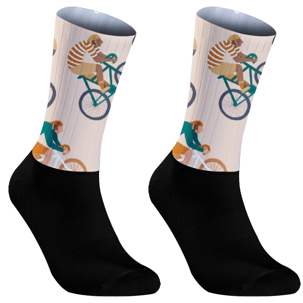 New Aero Anti Summer Slip Silicone Socks  Cycling Socks Men Bicycle Sport Running Bike Socks