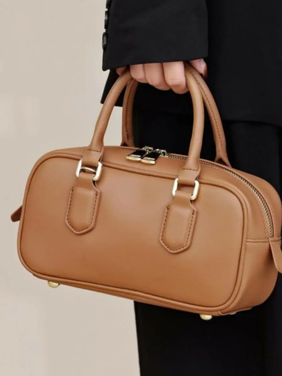 

Zerma Boston Bowling Bag Small Pillow ape Leather oulder Crossbody Bag for Women Casual Sle Soft Handbag with Zipper