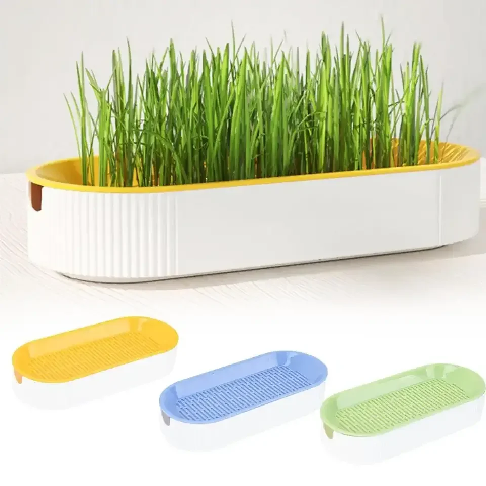 Hydroponic Cat Grass Planter Pot Pet Sprout Tray Soilless Grow Box Pet Supplies Wheatgrass Seed Sprouter Balcony Reusable